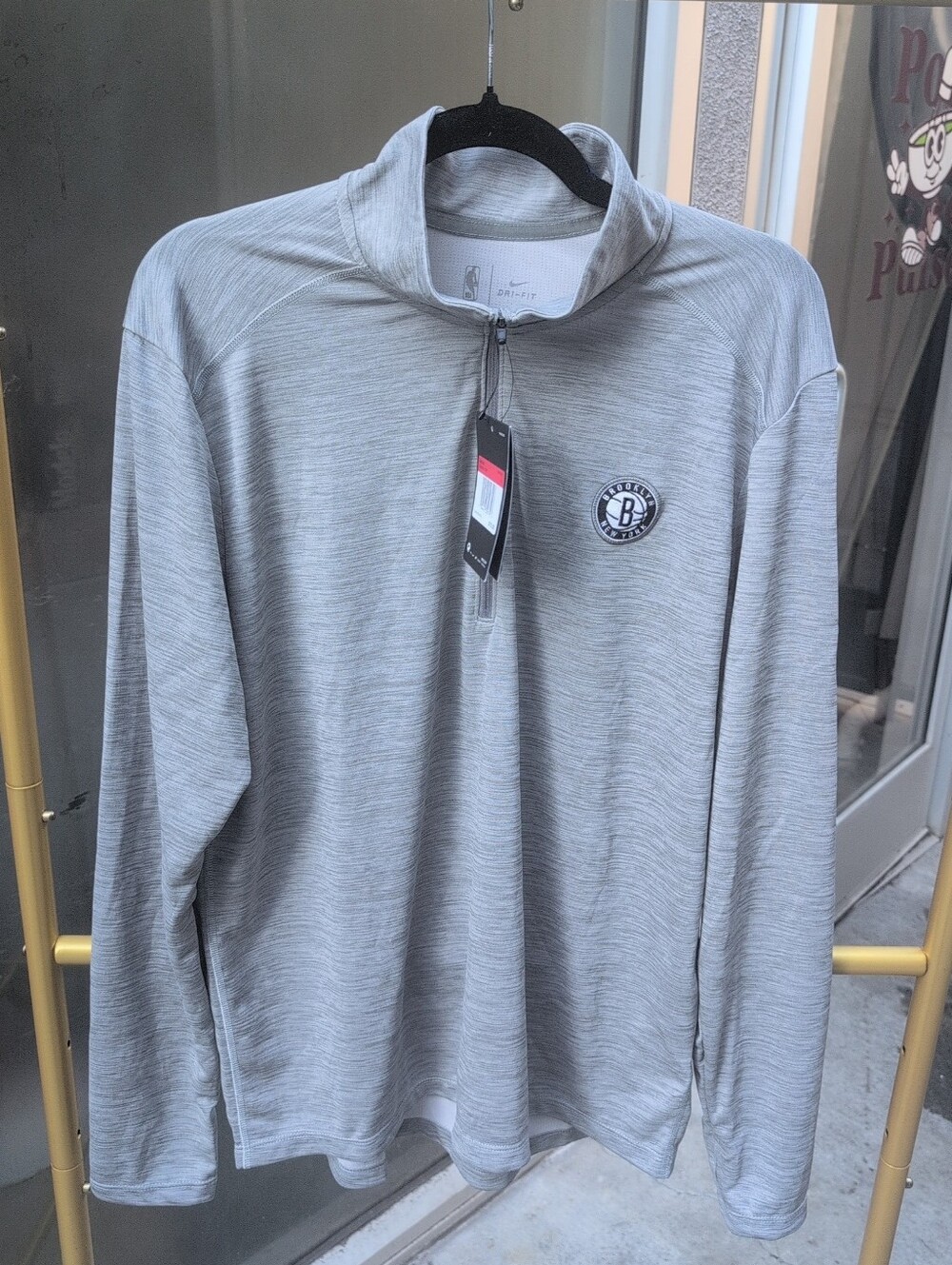 Men's Brooklyn Nets Light Gray Quarter-Zip Performance Jackets Size Large NWT
